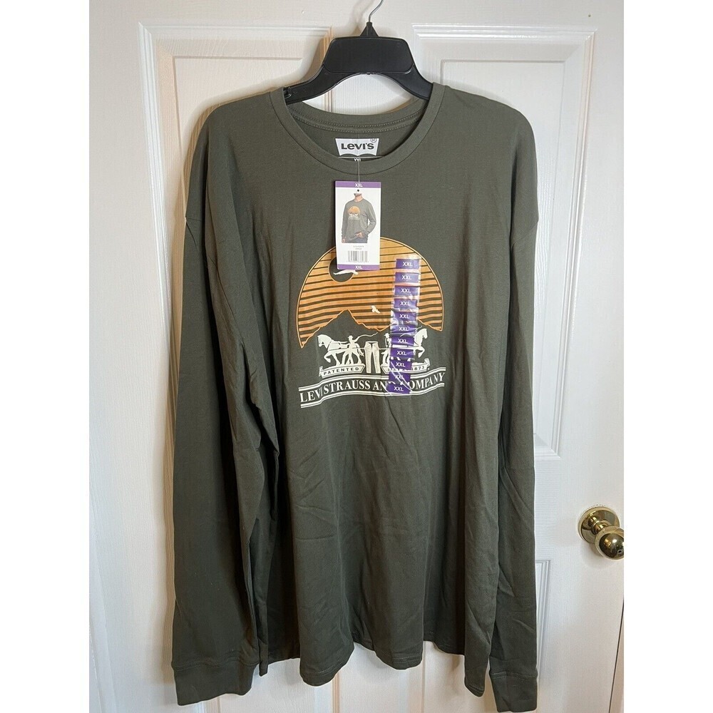 Levi's Men's Long Sleeve Green Graphic Tee XXL NWT
